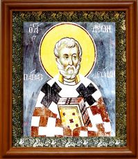 Икона Лев, папа Римский в киоте с басмой Виноградная Лоза (UV-печать)(30555)