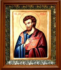 Икона Лука, апостол в киоте с басмой Виноградная Лоза (UV-печать)(30559)