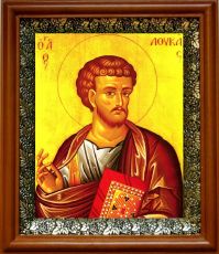 Икона Лука, апостол в киоте с басмой Виноградная Лоза (UV-печать)(30562)