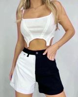 Шорты джинсовые 60128 [черно-белый]