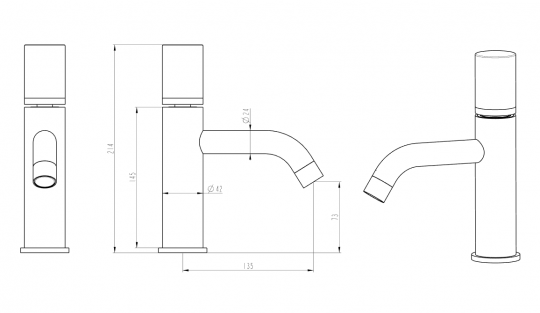 Однорычажный смеситель для раковины с ручкой Linea Boheme Stick 121 схема 8