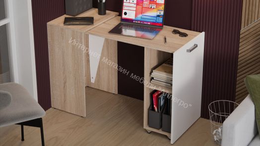 Стол письменный Тип 1 «Бостон» Дуб Сонома, Белый Ясень