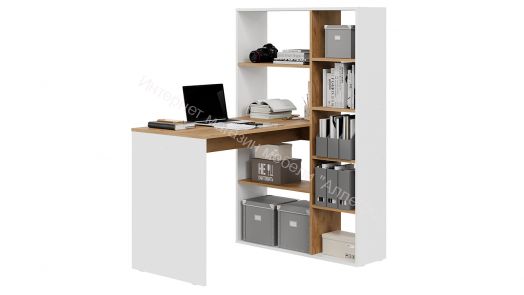 Стол письменный тип 16 Белый Ясень, Дуб Крафт золотой