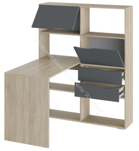 Стол письменный тип 7 Дуб Сонома, Графит Серый