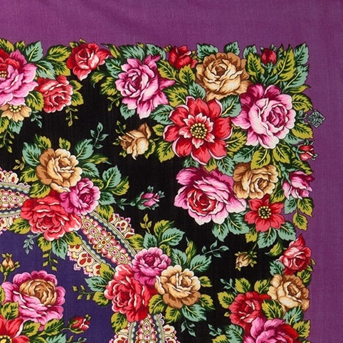 Платок павловопосадский 89*89 см Город роз [08]