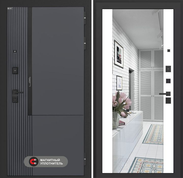 Входная дверь Лабиринт Лаб 2 Про - Зеркало максимум Белый софт