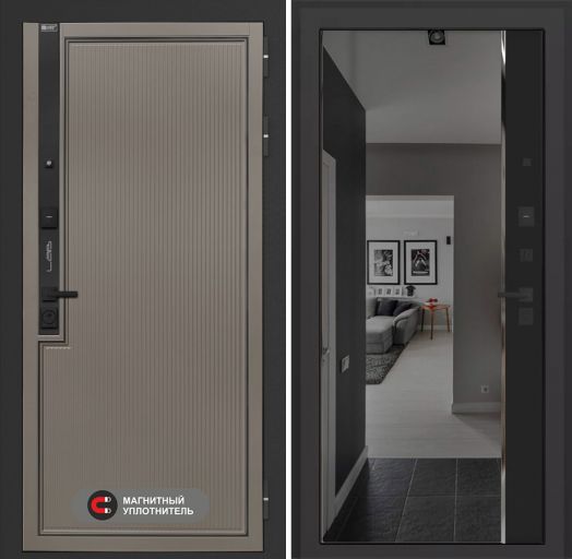 Входная дверь Лабиринт Лаб 1 Про - Зеркало панорама с тонировкой Черный кварц