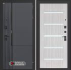 Входная дверь Лабиринт Лаб 2 Про - 01 Сандал белый стекло белое