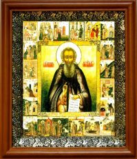 Икона Макарий Желтоводский в киоте с басмой Виноградная Лоза (UV-печать)(30570)