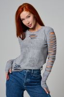 7476 Лонгслив женский [серый винтаж]