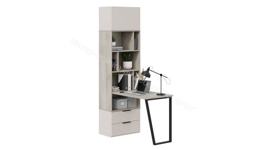 Шкаф комбинированный (366) со столом «Порто» Исп.2 - СМ-393.07.200 Кашемир матовый, Баттл Рок, Кашемир сатин