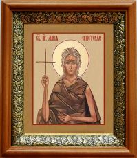 Икона Мария Египетская в киоте с басмой Виноградная Лоза (UV-печать)(33103)