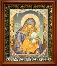 Икона Мати Молебница в киоте с басмой Виноградная Лоза (UV-печать)(30604)