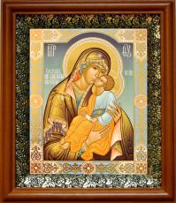 Икона Мати Молебница в киоте с басмой Виноградная Лоза (UV-печать)(30605)