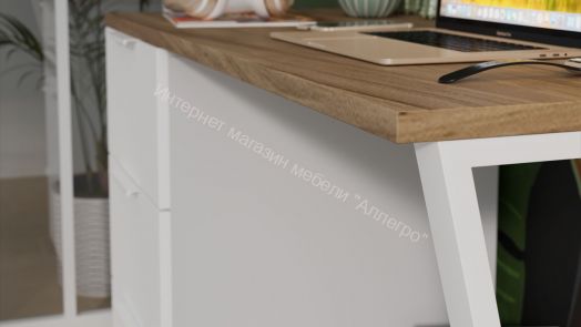 Стол письменный с тумбой универсальной «Порто» - СМ-393.15.011 Белый Жемчуг, Яблоня Беллуно, Белый софт