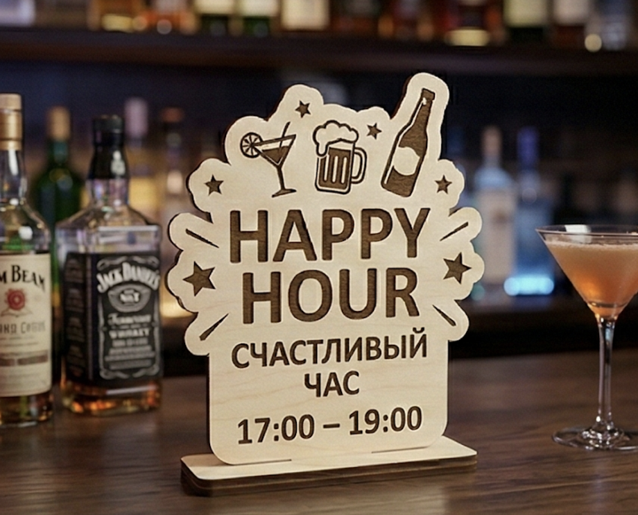 Табличка «Happy Hour» для бара