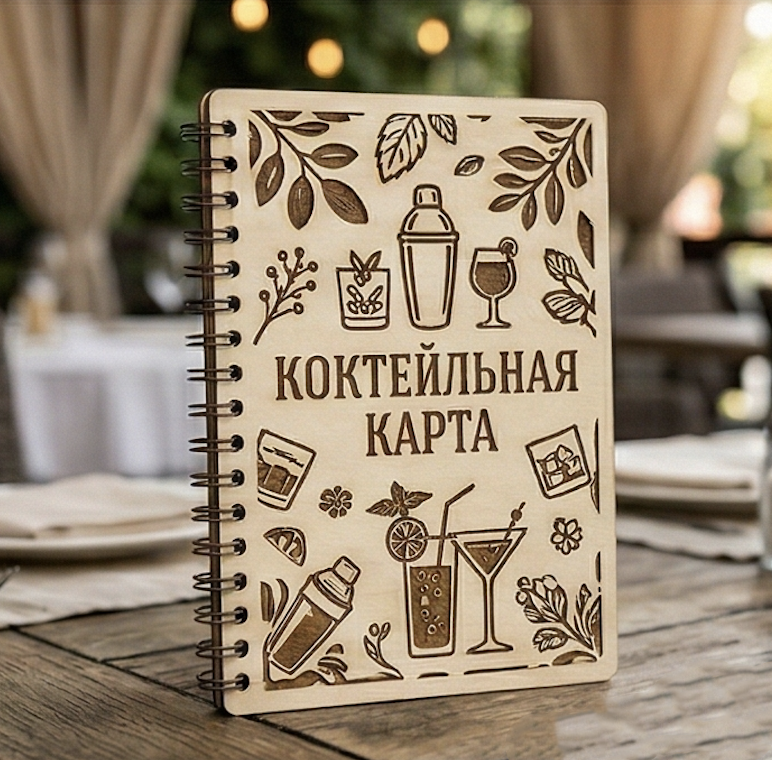 Деревянная коктейльная карта (обложка)