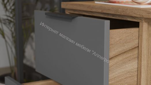 Стол письменный с тумбой универсальной «Порто» - СМ-393.15.011 Яблоня Беллуно, Графит софт