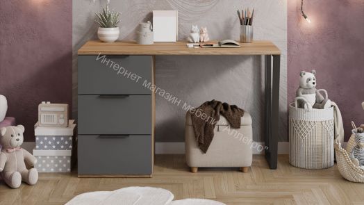 Стол письменный с тумбой универсальной «Порто» - СМ-393.15.011 Яблоня Беллуно, Графит софт