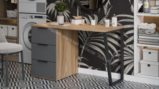 Стол письменный с тумбой универсальной «Порто» - СМ-393.15.011 Яблоня Беллуно, Графит софт