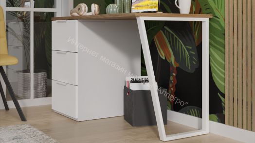 Стол письменный с тумбой универсальной «Порто» - СМ-393.15.011 Кашемир матовый, Баттл Рок, Кашемир сатин