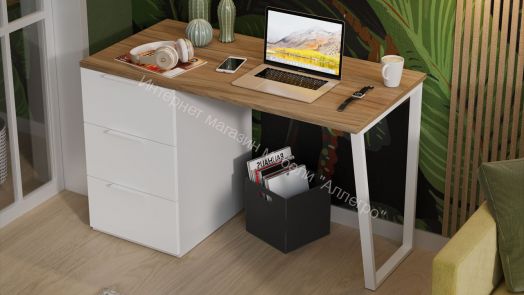 Стол письменный с тумбой универсальной «Порто» - СМ-393.15.011 Кашемир матовый, Баттл Рок, Кашемир сатин