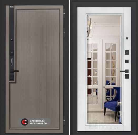 Входная дверь Лабиринт Лаб 1 Про - Зеркало фацет Белый софт