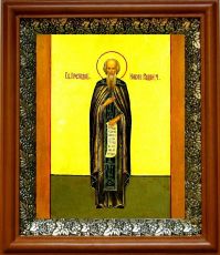 Икона Никон Радонежский в киоте с басмой Виноградная Лоза (UV-печать)(30689)