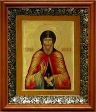 Икона Нил Сорский в киоте с басмой Виноградная Лоза (UV-печать)(30691)