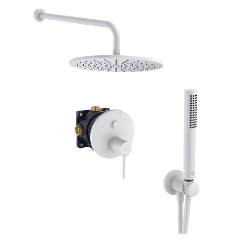 Душевой комплект 7 в 1 KLUDI BOZZ  верхний душ 300 мм, белый матовый 386585376