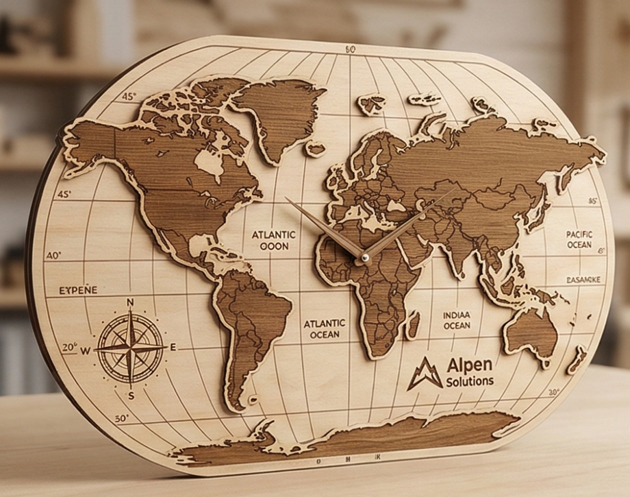 Часы настенные из фанеры с гравировкой на заказ