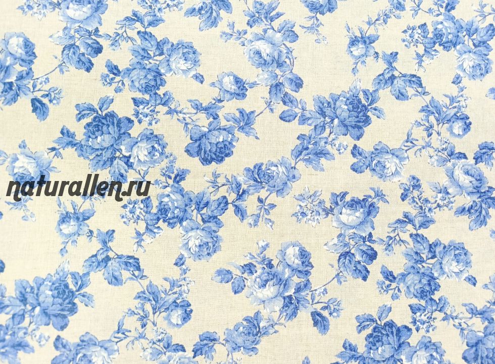 Скатерть  145*100 "Голубые цветы" (полулён)