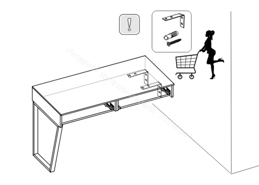 Стол письменный с ящиками «Порто» - ТД-393.15.02 Графит, Баттл Рок