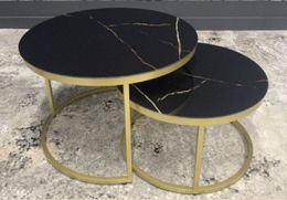 Стол журнальный Остин (стол 1 - D600/стол 2 - D500мм) Лакобель черный