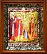 Икона Патапий Фивский в киоте с басмой Виноградная Лоза (UV-печать)(30732)