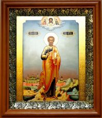 Икона Петр, апостол в киоте с басмой Виноградная Лоза (UV-печать)(30754)
