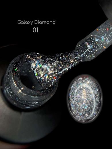 GDR01 "GALAXY DIAMOND" гель лак с блестками разной формы и размера и светоотражающим шиммером