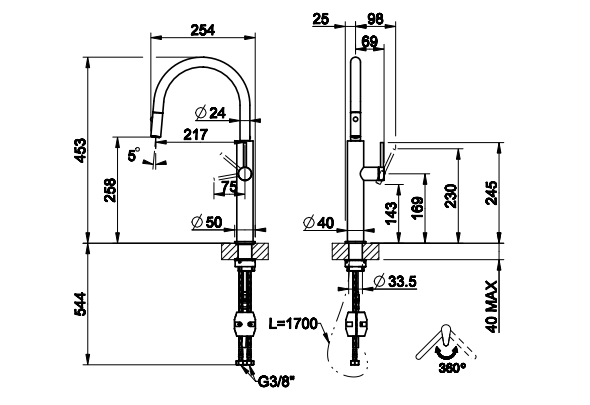 Cмеситель для кухни Gessi Meccanica 60018/60024 ФОТО