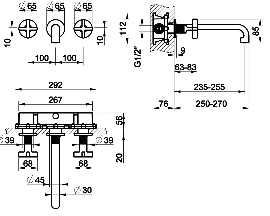 Cмеситель для раковины вентильный Gessi Inciso 58192 ФОТО