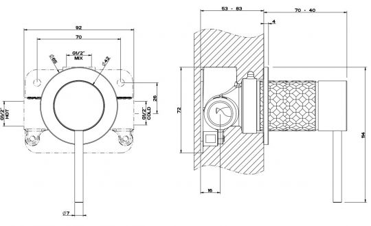 Gessi Intreccio смеситель на раковину 54119 схема 2
