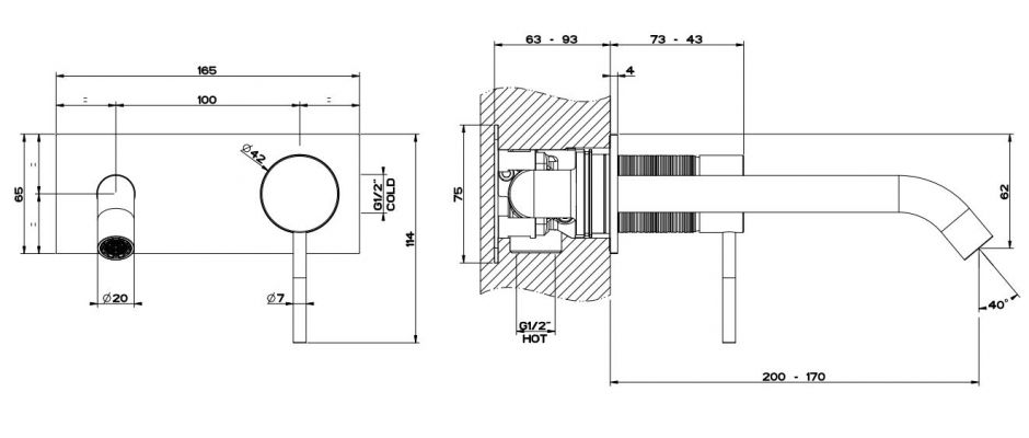 Gessi Trame смеситель для раковины 54390 встраиваемый ФОТО