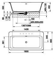 Ванна Gessi Rettangolo 37592 180x96 схема 3