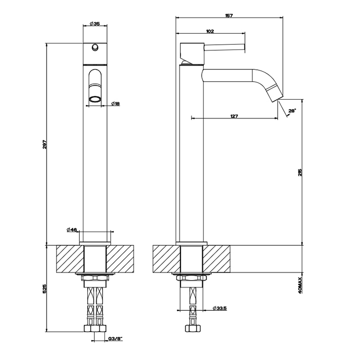 Высокий смеситель Gessi Emporio Via tortona с 1 отверстием 18604 для раковины ФОТО