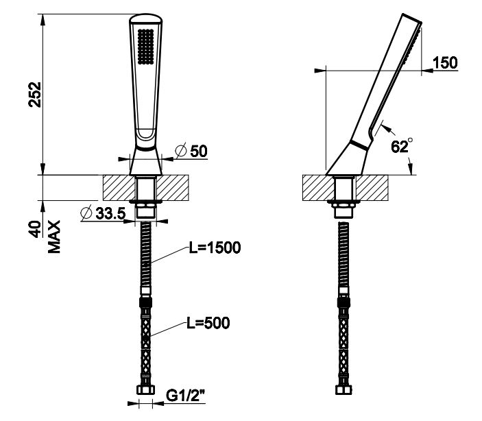 Душевой комплект на борт ванны Gessi Cono 45127 ФОТО