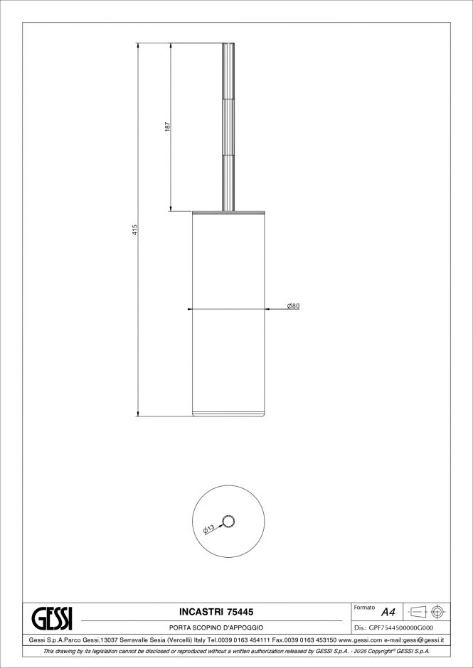 Ёршик Gessi Incastri 75445 напольный ФОТО