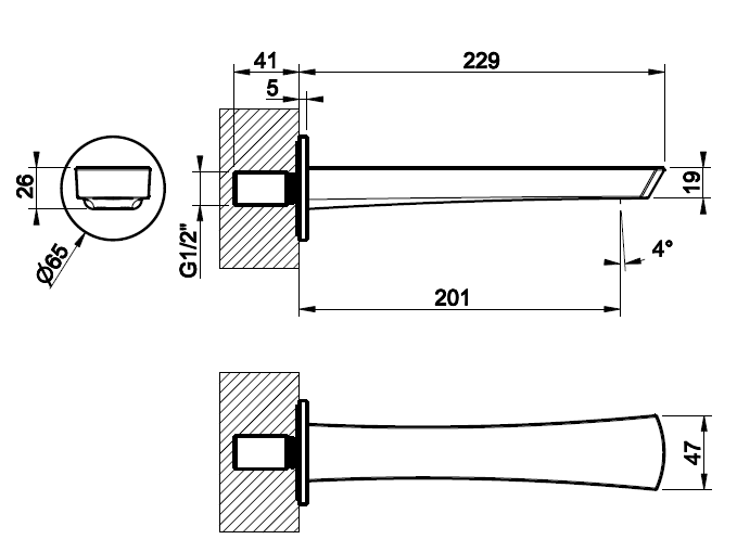 Излив для ванны Gessi Ventaglio 72103 ФОТО