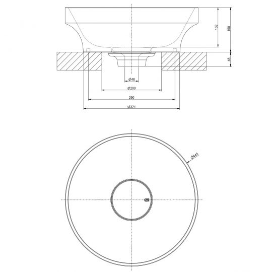 Накладная раковина Gessi Origini Total Look 66601 схема 2