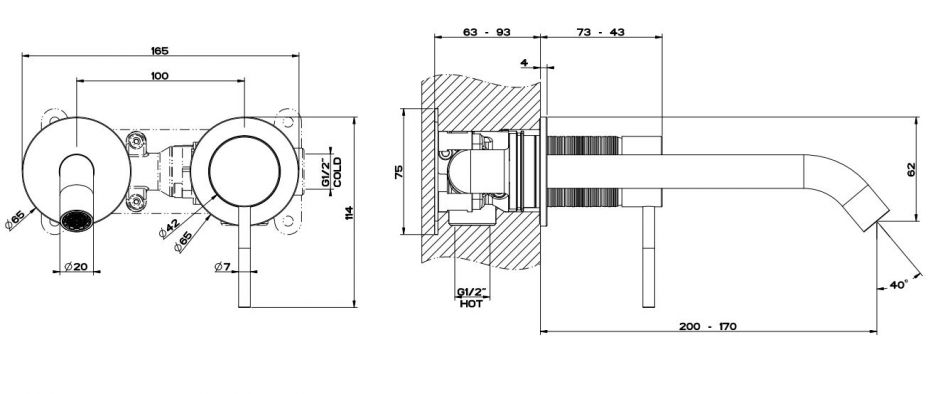 Однорычажный смеситель для раковины Gessi Trame 54386 излив 20 см ФОТО