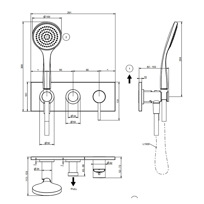 Смеситель Gessi Emporio Via tortona для душа 44829 ФОТО