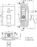 Смеситель Gessi Rettangolo K для ванны/душа 53079 с переключателем схема 2 Смеситель Gessi Rettangolo K для ванны/душа 53079 с переключателем схема 2